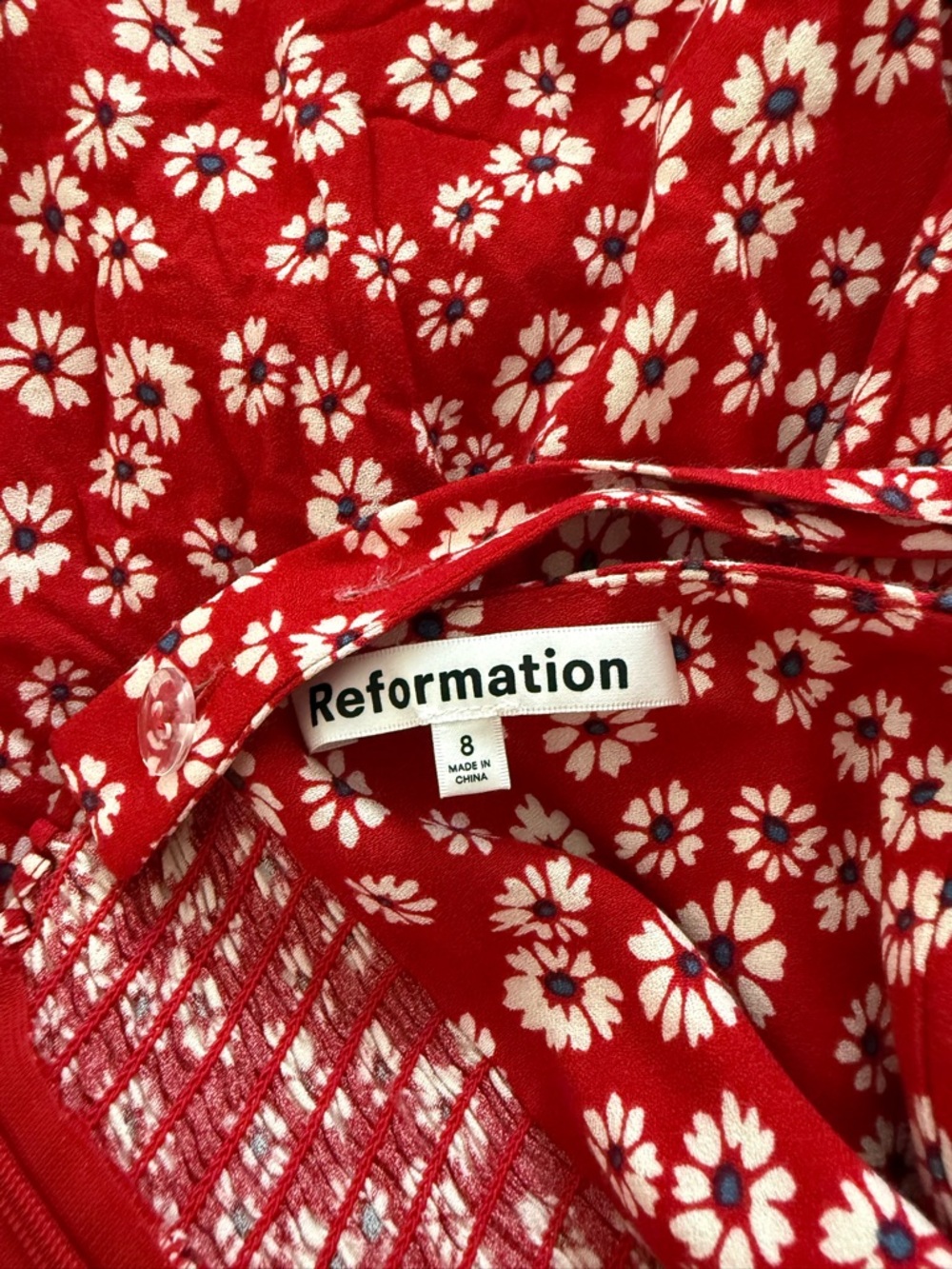 Reformation Baldwin Red Floral Mini Dress with Sweetheart Neckline Size 8 - Picture 4 of 4